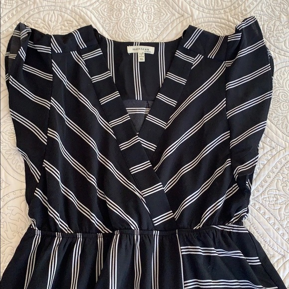 Monteau Black Dress w/ White Stripes - Picture 2 of 4